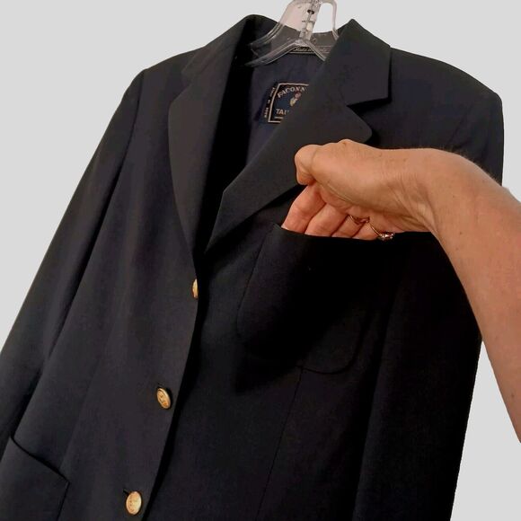 Faconnable Tailleur Albert Goldberg Navy Blue Women's BLAZER Sz 42 GOLD BUTTONS - Picture 4 of 11